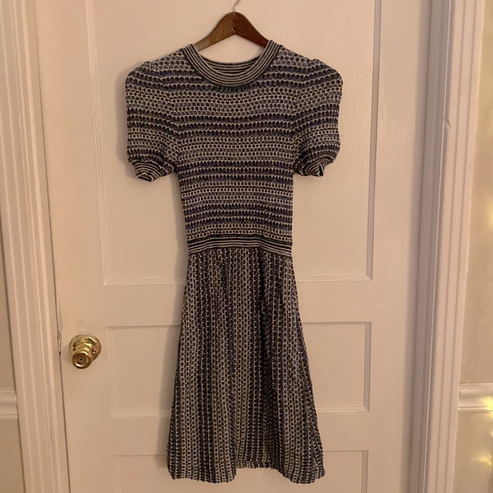 Free People Dress Stretchy Blue + Glitter Pattern XS
